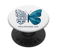 Puedo Hacer Todas Las Cosas a través del Arte religioso de Las Mariposas de Cristo PopSockets PopGrip Adhesivo
