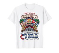 Puedo Vivir en América Pero mi Historia comenzó en Cuba Vintage Car Camiseta