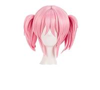 Puella Magi Madoka Magica Madoka Kaname Cosplay Wigs Pink Short 2 Clip Ponytails Heat Resistant Synthetic Hair Wig + Wig Cap