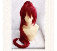 Puella Magi Madoka Magica.Sakura Kyouko peluca cosplay de pelo sintético rojo con una larga cola de caballo extraíble + gorra de peluca como la imagen