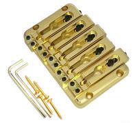 Puente de bajo de 5 cuerdas fijo a través del cuerpo de 15 mm de separación de construcción de metal para bajo eléctrico estándar negro dorado (dorado)