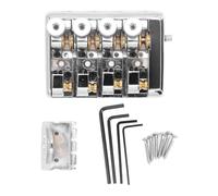 Puente de bajo Elctrico sin Cabeza de 4 Cuerdas, Reemplazo de Puente de Latn de Aleacin de Zinc con Bloqueo de Cuerda para bajo Elctrico sin Cabeza de 4 Cuerdas (SILVER