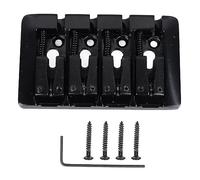 Puente de bajo en forma de L 4 cuerdas High Mass Metal Electric Bass Bridge Accessory Calidad de sonido mejorada Sillín ajustable para bajos eléctricos de 4 cuerdas (Negro)