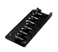 Puente de bajo Vintage, Reemplazo de Puente de bajo Eléctrico de 6 Cuerdas de Aleación de Zinc con 4 Silletas de Barril Totalmente Ajustables (BLACK)