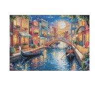 Puente de Canal de Venecia Campo Naturaleza Salvaje Hermosa Puzzle 300 Piezas Estera Portátil Antideslizante Rompecabezas Familiar para Hombres Y Mujeres Aliviar Estrés Decoración Hogar 300 PCS