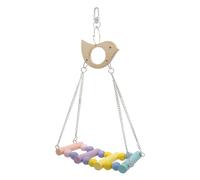 Puente de escalera de loro, escalera colgante de madera arcoíris para mascotas, percha de escalera de escalada, puente oscilante para jaula, escalera de cuerda para pájaros para loros, periquitos,