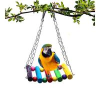 Puente de escalera para pájaros, hamaca de puente oscilante arcoíris con cadena de metal y cierre, juguetes seguros y masticables, accesorios para jaula de pájaros para cacatúa, loro