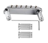 Puente de guitarra ajustable con rosca para reemplazo en guitarras estilo, Jag y Master, con anclajes para el cuerpo para orificios de poste de 9 mm, afinación y sustain me (Plata)