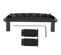Puente de guitarra ajustable con rosca para reemplazo en guitarras estilo, Jag y Master, con anclajes para el cuerpo para orificios de poste de 9 mm, afinación y sustain me (Negra)