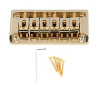 Puente de guitarra de guitarra eléctrica de 6 cuerdas latón a través del cuerpo no tremolo puente de guitarra con llave llave para guitarras de estilo st tl construcción de latón (Dorado)