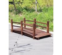Puente de jardín de madera de 6 pies con barandilla de mano, puente decorativo para estanque para camino exterior, puente rústico clásico, puente de pie para patio trasero, granja, césped, puente para