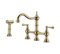 Puente de la Cocina del Grifo de la Cocina con rociador Lateral, Grifo de Cocina de 4 Hoyos 2 manijas de 8 Pulgadas para el Grifo de centros de centros para fregaderos de Cocina, Patio de Cocina de