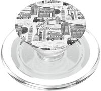 Puente de la torre de guardia de taxi del Big Ben en blanco y negro de Londres Toile PopSockets PopGrip para MagSafe
