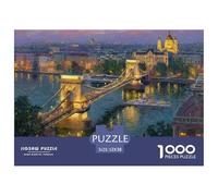 Puente de Las Cadenas Budapest Atardecer Puzzle de 1000 Piezas Puzzle para Adultos Cartón Puzzle para Toda la Familia Relajación Concentración Hogar 52x38cm/1000pcs