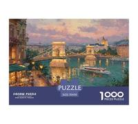 Puente de Las Cadenas Budapest Puzzle de 1000 Piezas para Adultos Vista al Atardecer Juego de Puzzle 1000 Piezas Relajante Decoración 70x50cm/1000pcs
