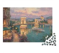 Puente de Las Cadenas Budapest Puzzle para Adultos Puzzle de 1000 Piezas Vista río al Atardecer Relajante Hogar 38x26cm/1000pcs