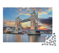 Puente de Londres Puesta del Sol Set Rompecabezas 1000 Piezas Cartón Premium para Adultos, Desafío Educativo, Regalo Divertido, Gran Idea para Amantes De Rompecabezas 38x26cm/1000pcs