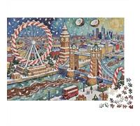 Puente de Londres Rueda de la Fortuna Escena Navideña Ciudad Puzzle de 1000 Piezas Puzzle para Adultos Papel Relajación Regalo Decoración Hogar Familia Enfoque 52x38cm/1000pcs