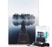 Puente de Madera en una Isla Rompecabezas de 1000 Piezas Juego de Ejercicios mentales Encaje Huecos Desafío Interactivo para el Cerebro en casa (38x26cm)