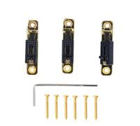 Puente de Montura de un Rodillo, Puente de Montura de Guitarra, 3 Piezas de Metal Duradero Portátil de Fácil Instalación para Puesta en Escena (GA1221 Negro y Dorado)