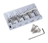 Puente de Montura para bajo, Paso Preciso, Metal, Fácil Instalación, Puente para bajo Eléctrico, Tamaño Estándar para Bajos de 5 Cuerdas (SILVER)