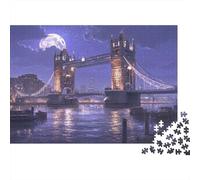Puente de Piedra Histórico Puzzle de 1000 Piezas Juego de Puzzle 1000 Piezas Vista Nocturna de la Ciudad Relajante Decoración Hogar Regalo Adultos 38x26cm/1000pcs