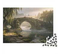 Puente de Piedra histórico Puzzle de 1000 Piezas Papel para Adultos Escena Tranquila de río Juego de Puzzle 1000 Piezas Relajación Concentración Decoración Hogar Regalo 38x26cm/1000pcs