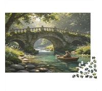 Puente de Piedra Histórico Puzzle de 1000 Piezas para Adultos Papel Paisaje de Arroyo Natural Juego Familiar Decoración Regalo 70x50cm/1000pcs