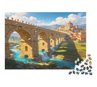 Puente de Piedra Histórico Puzzle para Adultos Puzzle de 1000 Piezas Paisaje Rural Europeo Juego de Puzzle Papel Relajante Decoración Hogar Regalo Concentración 52x38cm/1000pcs