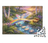 Puente del Bosque de Hadas Puzzle de 1000 Piezas Papel Puzzle para Adultos Arroyo Arcoíris Relajación Concentración Familia Decoración Regalo 38x26cm/1000pcs