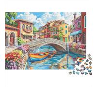 Puente del Canal Village Rompecabezas 1000 Piezas Acertijos Inteligentes Decoración Familiar Adultos Papel Regalo Hombre Mujer Navidad 70x50cm/1000pcs
