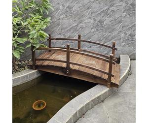 Puente del Jardín Puentes del Jardín del Parque del Patio Carbonizados, Puente Pequeño Arco Estanque Puentes con Barandilla de Seguridad, Puentes Decorativos de Madera Natural para Caminar