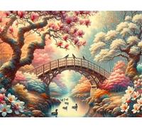 Puente del río Garden Puzzle 1000 Piezas,Rompecabezas DIY Adultos,Puzle Clásico para Adultos Entretenimiento Creativo, Juegos Desafiantes