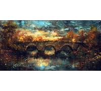 Puente Diamond Art Kits Adulto, 5D Diamate Painting Kits,DIY Diamond Embroidery Kit, Bordado Decoración De Craft Pared Del Hogar Abstracto, Pintura al óleo, Resina, Artesanía 80x160cm Pez 1J-273