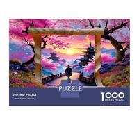 Puente en Arco, Sakura 1000 Piezas Paquete De Puzzle Paisaje Oriental Sereno Puzzle para Adultos, Cartón Extra Grueso - Antiestrés Y Viajes, Genial para 12+ Años 38x26cm/1000pcs