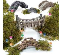 Puente en miniatura, decoración en miniatura, musgo, estanque de jardín, duendes jardín, modelismo, accesorios de jardín de hadas, decoración de jardín, modelo ferroviario, ferrocarril