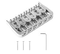 Puente Fijo para Guitarra Eléctrica de Latón Cromado, Reemplazo de Puente Fijo para Strat y Tele, Diseño de Cuerdas a Través del Cuerpo con Tornillos y Llave Incluidos, Material Du