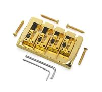 Puente for bajo vintage de 4 cuerdas bloqueado, cuerpo de 92x54 mm, espaciado pasante entre cuerdas, puente fijo for bajo de 19 mm, negro, dorado, cromado(Gold)