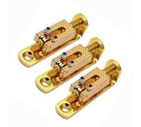 Puente Genérico Guitarra Acústica Puente simple tres cuerdas dorado negro con tornillos de llave para guitarra(A Gold)