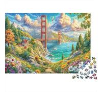 Puente Golden Gate Rompecabezas 1000 Piezas,Puzzle Difícil para La Familia - Tiempo De Calidad Y Diversión 70x50cm/1000pcs
