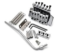 Puente guitarra eléctrica Tremolo Bridge de trémolo de doble bloqueo de 6 cuerdas para guitarra eléctrica Negro/Dorado/Cromado (Color : Silver)