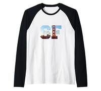 Puente icónico Golden Gate en negritas Letras SF San Francisco Camiseta Manga Raglan