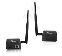Puente inalámbrico, 2.4 G punto a punto para exteriores, 1 km, puentes WiFi de largo alcance para PtP/PtMP con antena de alta ganancia, adaptador tipo C, 2 puertos Ethernet RJ45, paquete de 2 (negro)