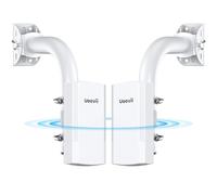 Puente inalámbrico con soporte, 5.8G punto a punto 1.3mi de largo alcance WiFi al aire libre CPE,100M Ethernet, 900M de ancho de banda, antena de 12dBi, IP65 impermeable, inyector PoE de 24 V