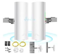 Puente inalámbrico de 5.8 G con soporte de montaje en poste/pared, extiende el acceso a Internet Starlink al aire libre, puentes WiFi punto a punto de 2 millas con adaptador PoE, paquete de 2