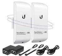 Puente inalámbrico LOCOM5 paquete preprogramado de 2 Ubiquiti Nanostation LOCO M5, puente WiFi punto a punto para exteriores, Plugh and Play, 5GHz, 150+Mbps, 15+km Link Range Network Puente