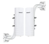 Puente inalámbrico para exteriores con 2 soportes: UeeVii CPE452 punto a punto 5.8G de largo alcance WiFi CPE - Funciona con Starlink - Amplía la red para tienda de garaje de granero, con antena de