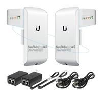Puente inalámbrico Ubiquiti LOCOM5 preconfigurado, paquete de 2 Ubiquiti Nanostation LOCO M5, puente WiFi punto a punto para exteriores, Plugh and Play, 5GHz, 150+Mbps, rango de enlace de 10+km,