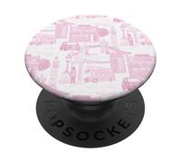 Puente London Pink Toile Big Ben Taxi Guard Tower Bridge PopSockets PopGrip Adhesivo