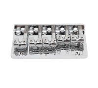 Puente para bajo de 5 Cuerdas, Silletas Ajustables, Alta Estabilidad para bajo Eléctrico, Aleación de Zinc, Cromado, Pieza para bajo de Jazz o Instrumentos de Precisión (SILVER)